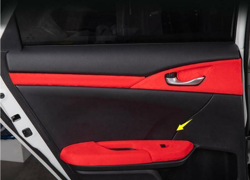 Red Alcantara Suede Window Lock Lift Panel Trim for Honda for Civic Sedan 2016-2021