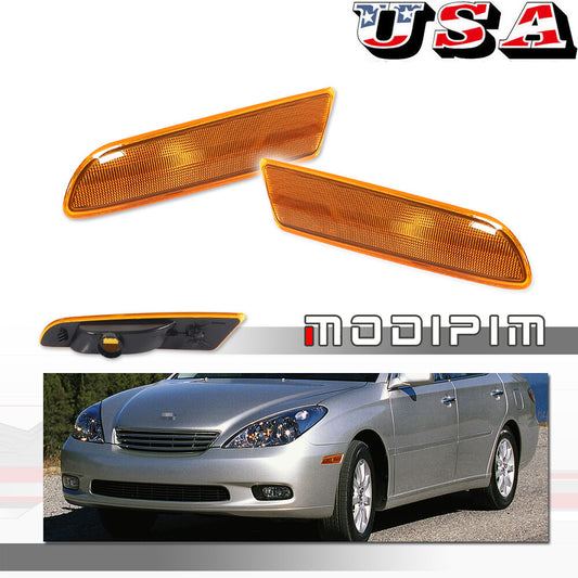 Amber-colored front fender side marker light housing cover kit for Lexus ES300 ES330