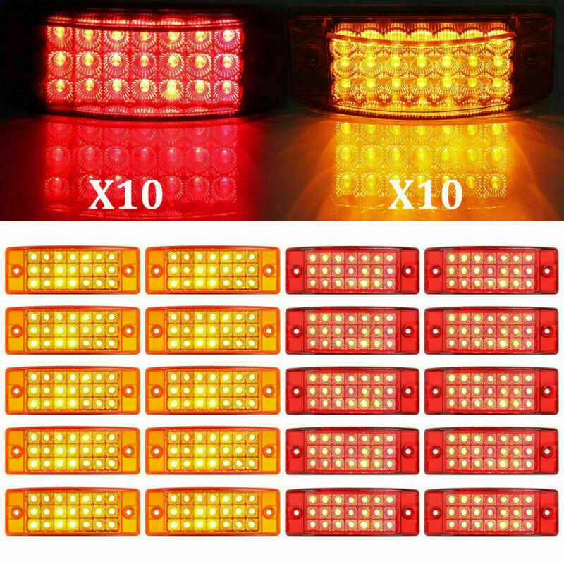 20x Red Amber 21 LED Side Marker Clearance Tail Lights Trailer Truck Camper 12V