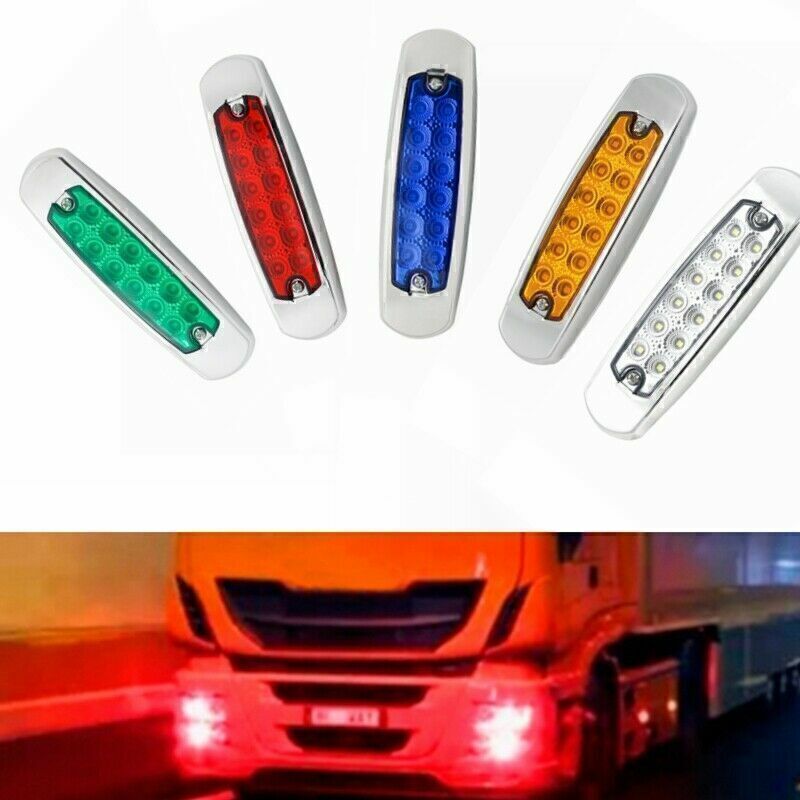 12LED Amber Red Auto Car Truck Trailer Side Marker Indicators Light Waterproof