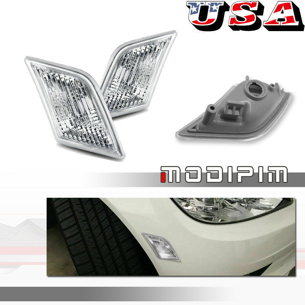 2-Pack Transparent Lens Front Fender Side Marker Lights for 2008-2011 for Mercedes-Benz W204 C-Class
