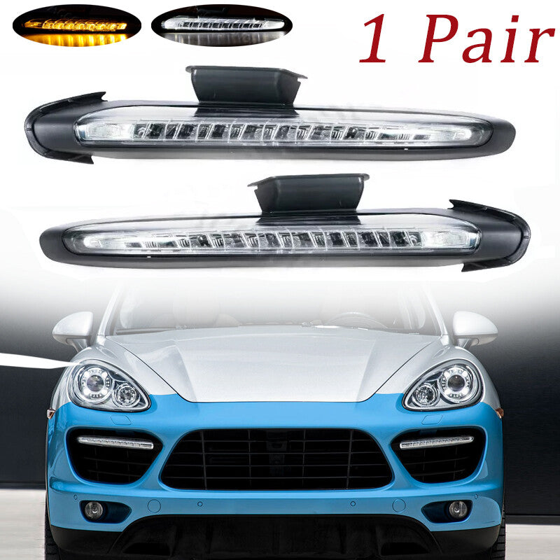 Pair LED DRL Daytime Running Light for Porsche for Cayenne 958 Turbo Style 2011-2018