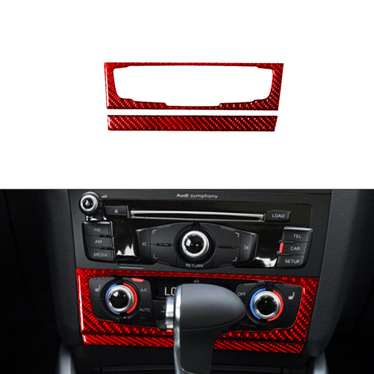 for Audi Q5 2009-2017 Red Air-Con Climate Knob Trim Cover Type-A Carbon Fiber