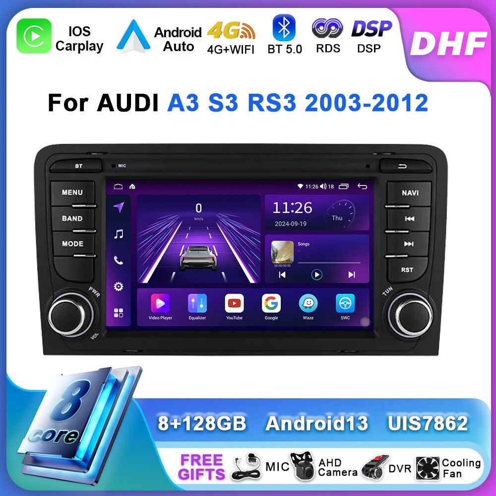 Car Radio for Audi A3 8P S3 RS3 2003-2012 Android Auto Carplay GPS Player Screen