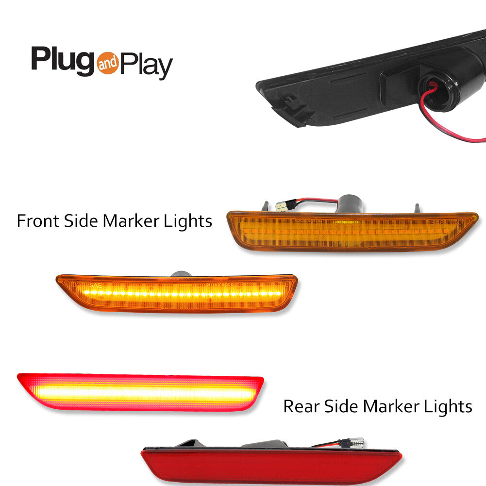 Amber and red front and rear LED side marker lights are available for Ford for Mustang 2010-2014.
