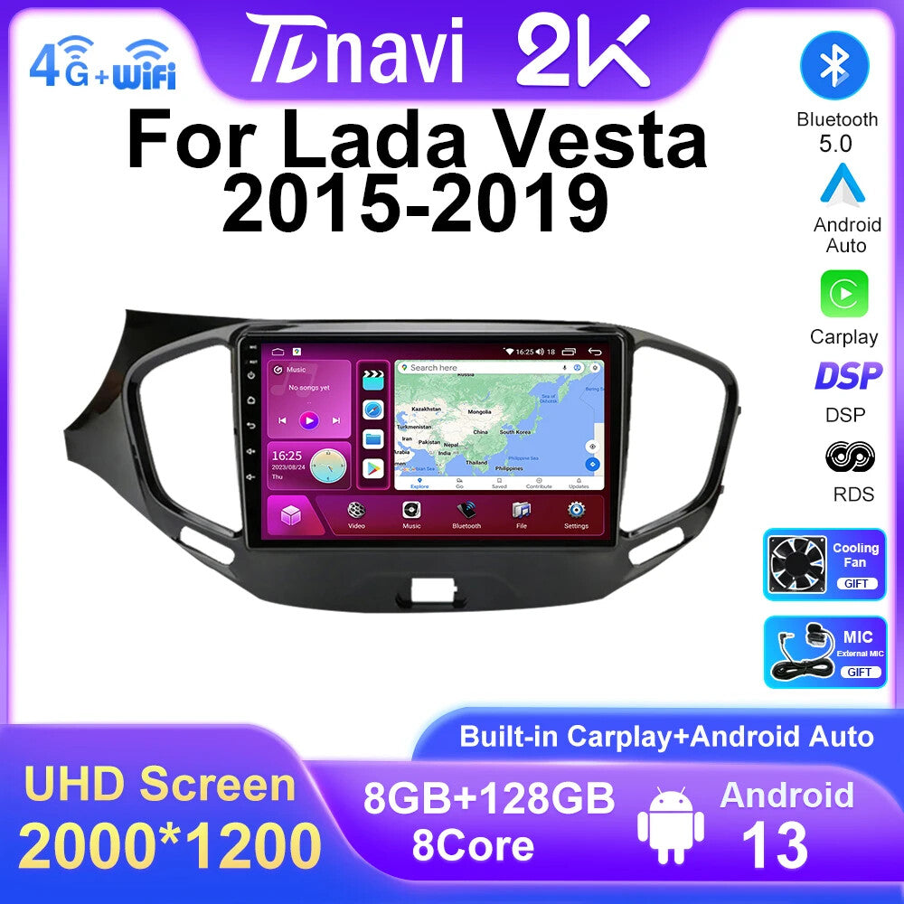 Android CarPlay Car Radio for LADA Vesta Cross Sport 2015-2019 GPS Stereo Screen