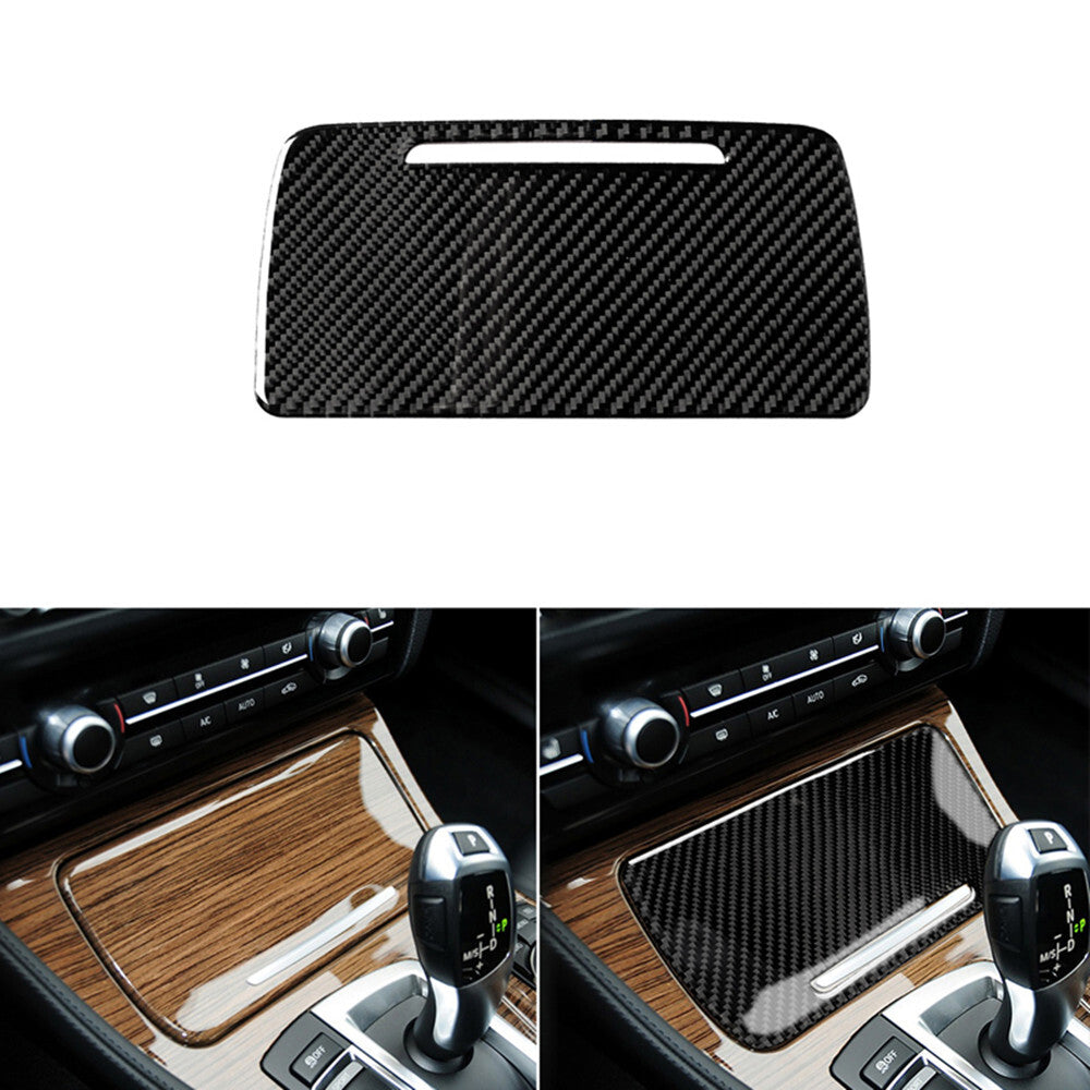 Carbon Fiber Storage Box Panel Cover Trim Sticker for BMW 5 Series F10 2011-2017