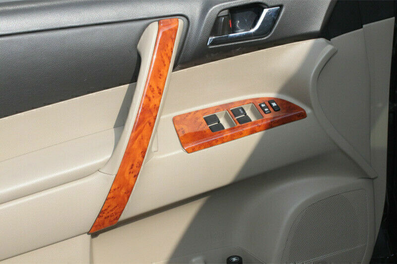 for Toyota Highlander 2008-13 4P Peach Wood Grain Inner Door Armrest Strip Trim