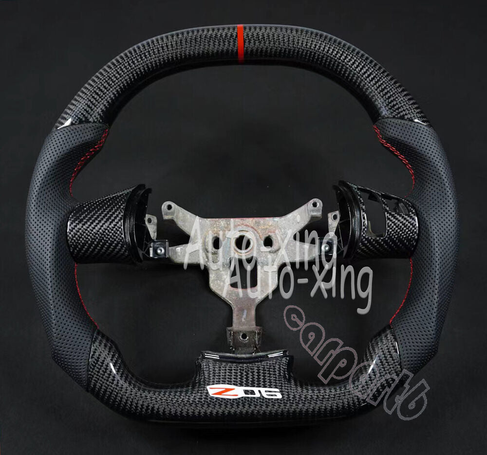 Trim+C6 Real Carbon Fiber Steering Wheel Fits for Corvette C6 ZR1 Z06 2006-2013