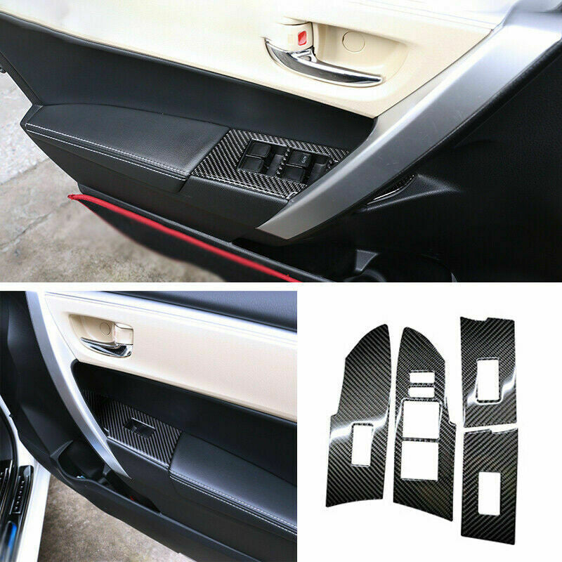 4X for Toyota for Corolla 2014-2018 Carbon Fiber Window Lift Switch Panel Cover Trim