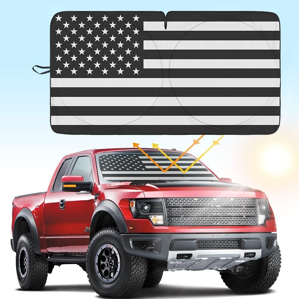 for Dodge for Ram Accessory US Flag Windshield Sun Shade Front UV Block Cover Shield
