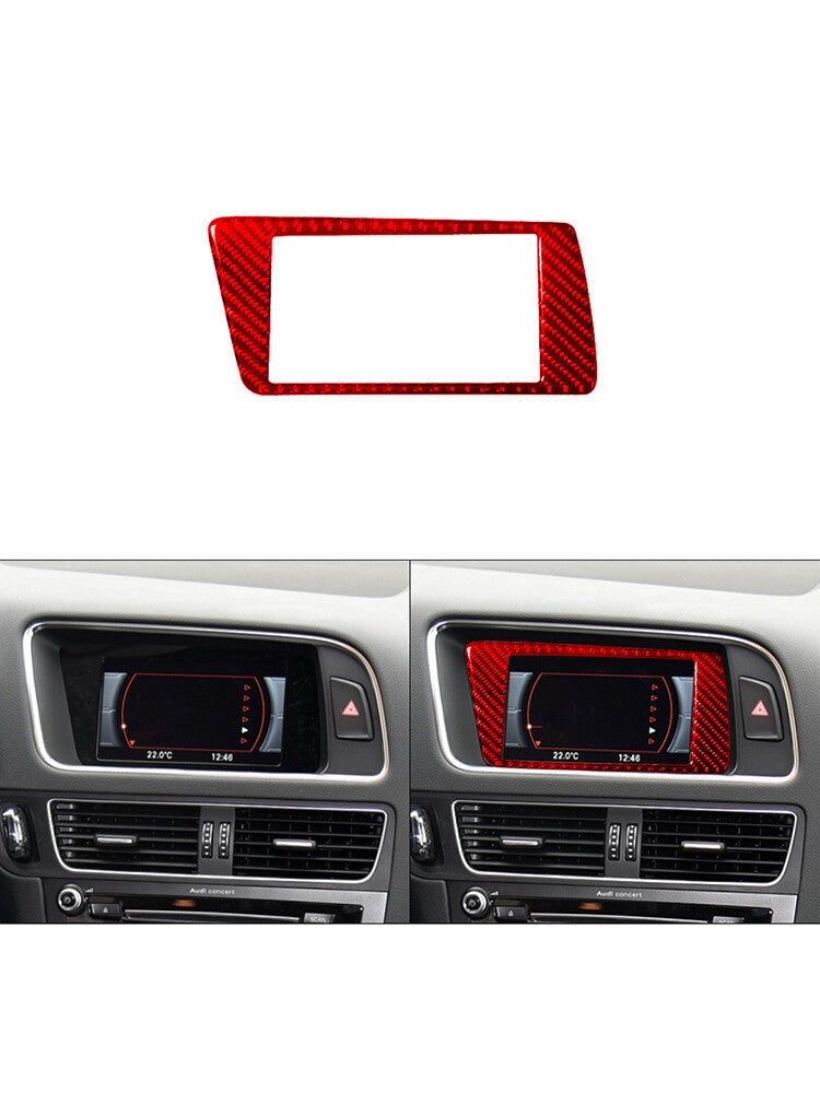 for Audi Q5 2009-2017 Central Control Display Trim Cover Decor Carbon Fiber Red