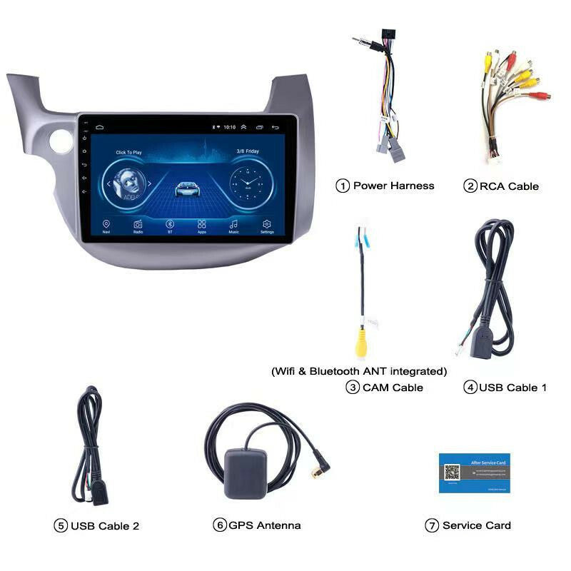 Android 2Din Car Radio GPS Navigation Multimedia Video Player For FIT JAZZ 07-13