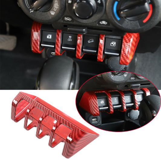 Red Carbon Fiber ABS Window Lift Switch Button Panel Trim for Suzuki for Jimny 2019+