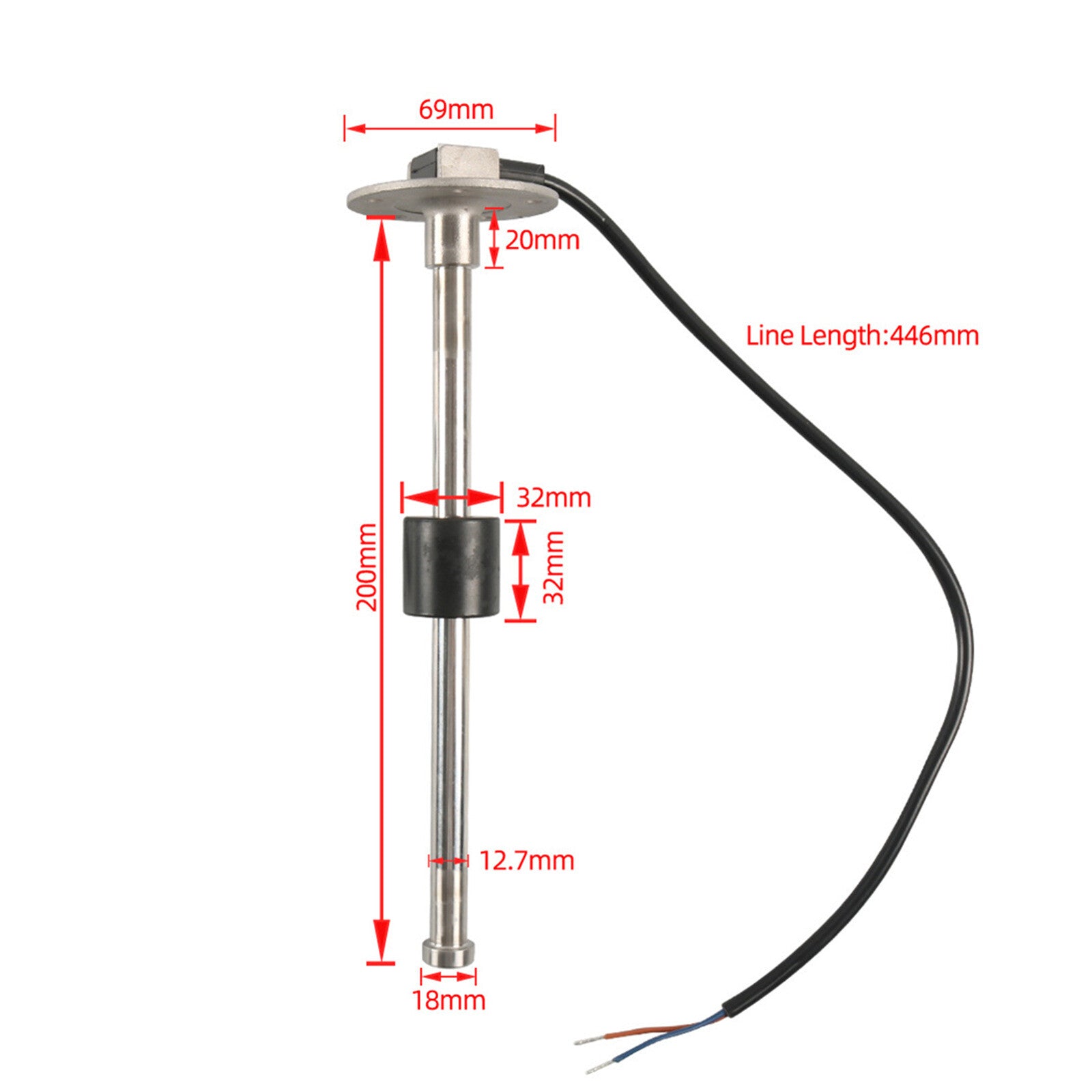 Steel 8 Water / Fuel Level Gauge 20-190ohm Water Level Gauge Sensor Sender