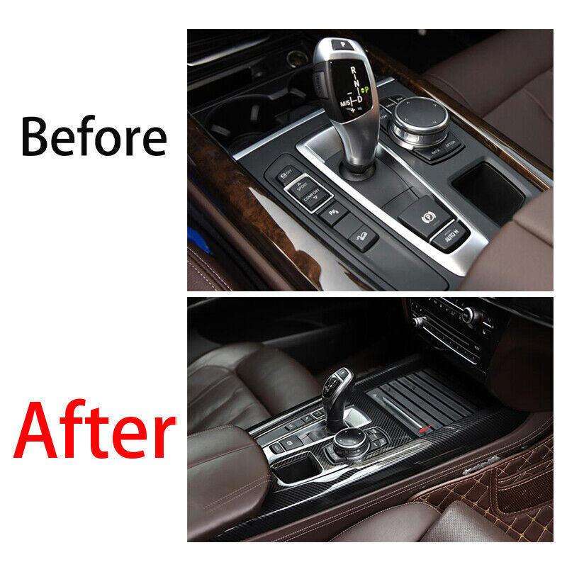 for BMW X5 F15 2014-18 ABS Carbon Fiber Middle Console Gear Shift Frame Trim 1P