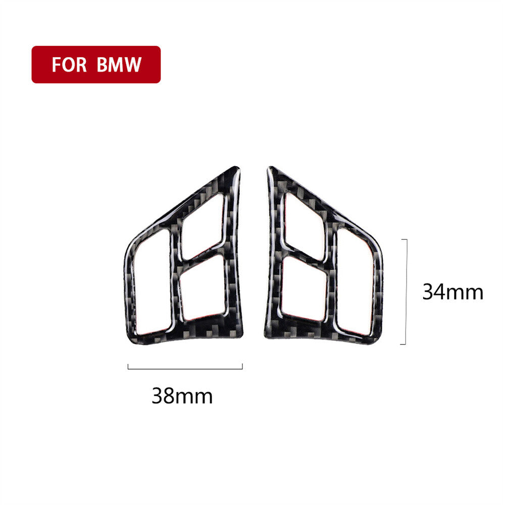 2¡ÁCarbon Fiber Steering Wheel Button Trim for BMW 3 Series E90 E92 E93 2005-2012