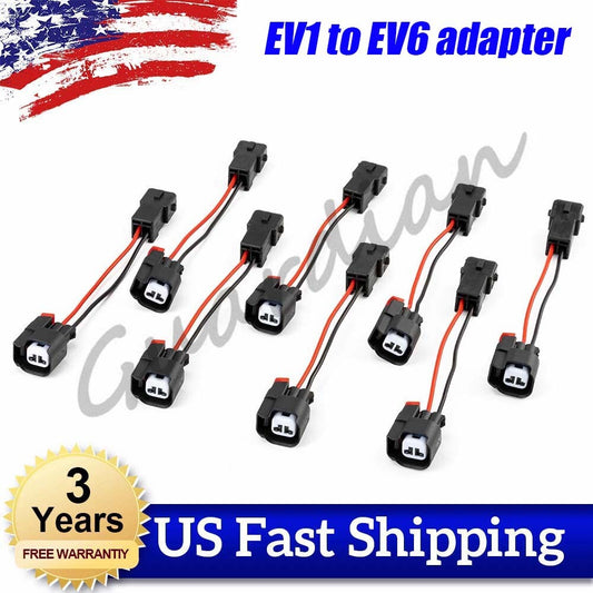 8-Piece Fuel Injector Connector Adapter Kit for EV1 to EV6/EV14 USCAR LS1 LS2 LS3 LSX LT1