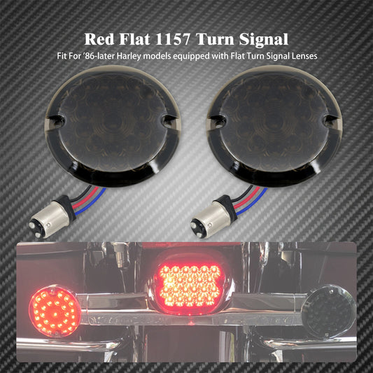 Red 3 1/4 FR 1157 LED Flat Lens Running Turn Signal Light Fit for Harley 86-23