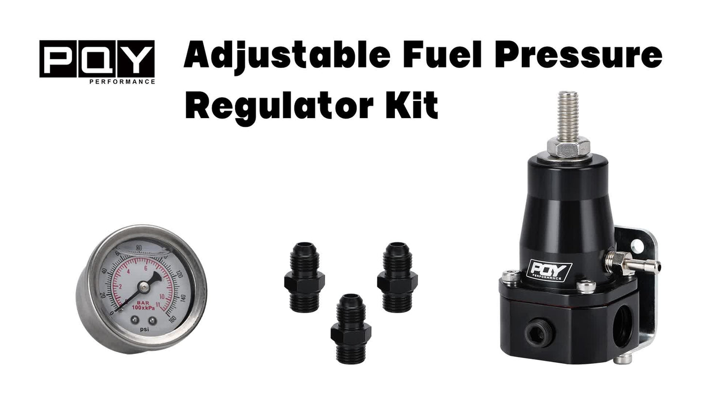 Aluminum Adjustable Fuel Pressure Regulator Kit AN6 Gauge Black Universal