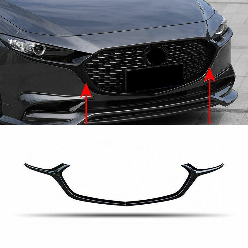 for Mazda 3 Axela 2019-23 Sedan Black ABS Front Bumper Grille Frame Trim Cover2