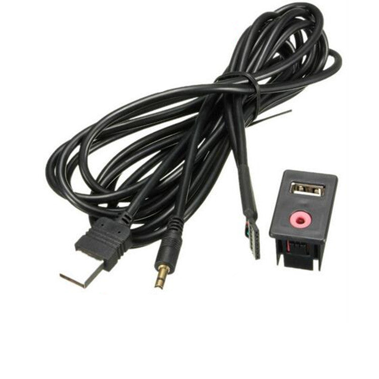Car USB Audio Dash 3.5mm AUX Male Jack Flush Mount Mounting Adapter Panel Input