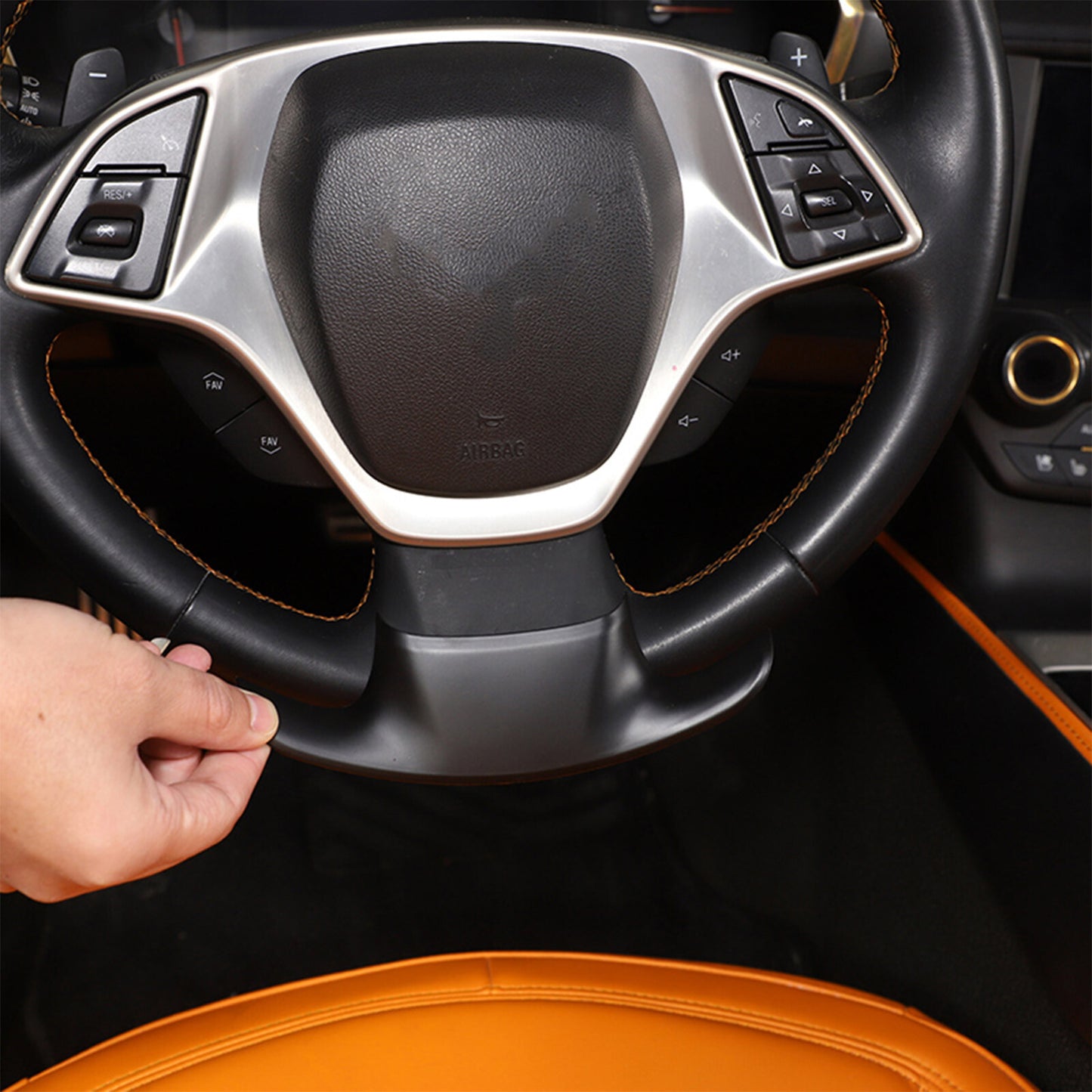 Red carbon fiber ignition switch decorative panel trim for Corvette C7 2014-2019