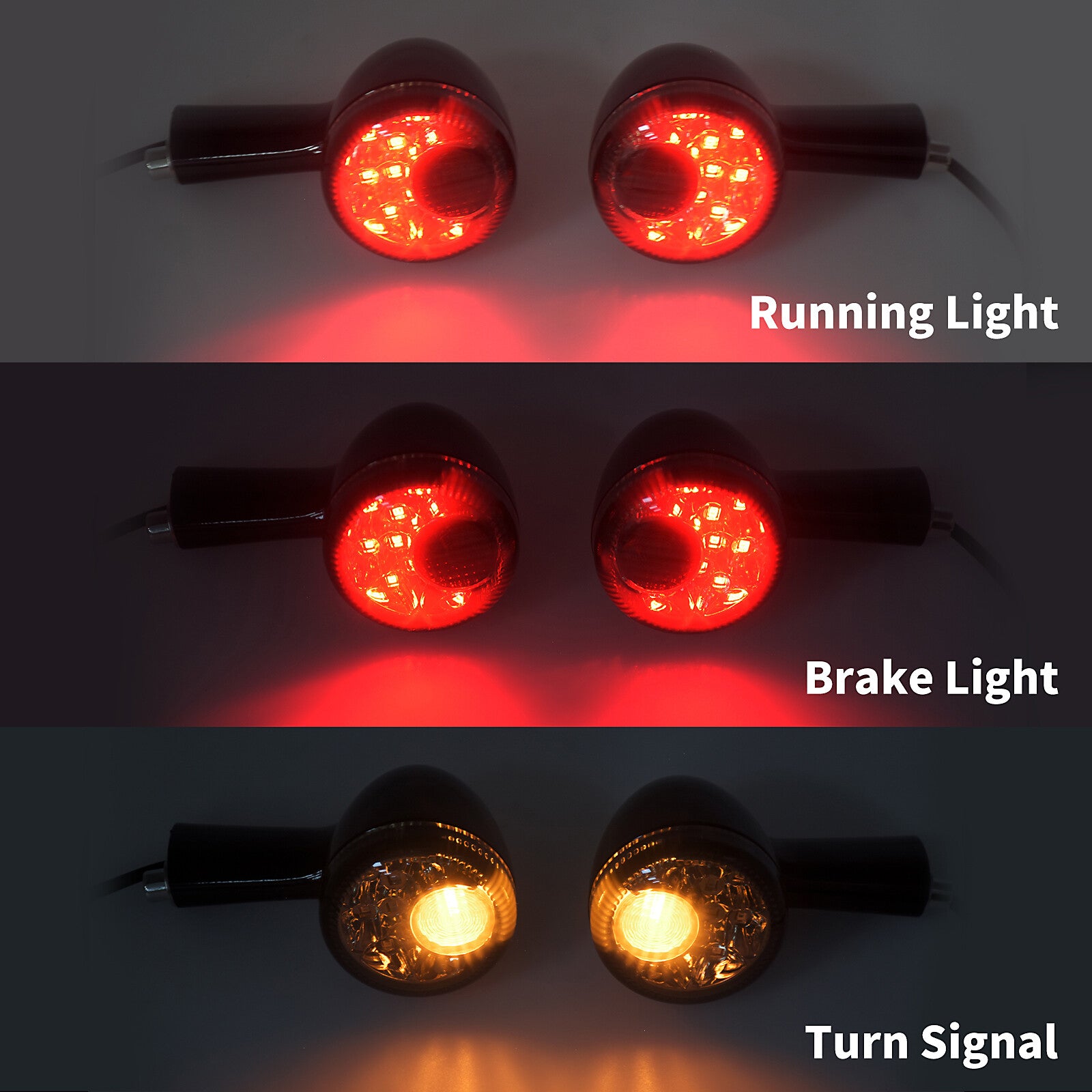 Black Rear Running Brake Turn Signal Indicator Light Fit For Sportster 1992-2021