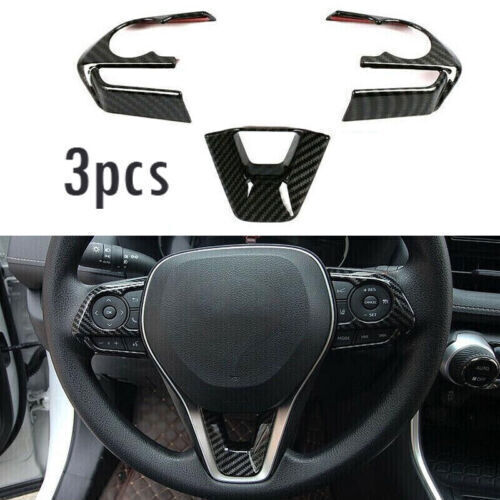 for Toyota RAV4 2019-2023 ABS Carbon Style Interior Steering Wheel Cover Trim 3P