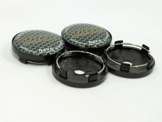 4-Piece Set of 60mm Volk Racing Badge Wheel Center Caps, Hub Caps, and Rim Caps (Black)