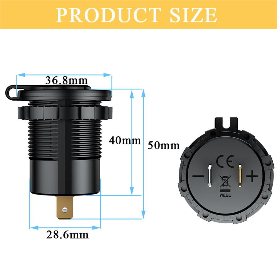 USB Charger Port Fast Car Charger Outlet Socket for Boat RV Marine Motorcycle