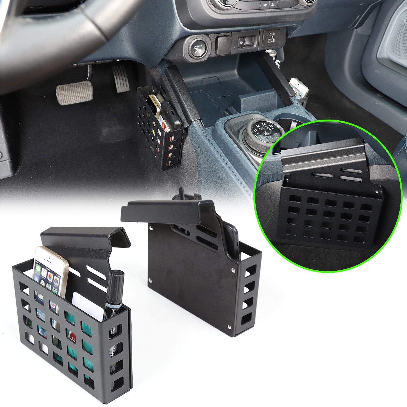 Alloy center-controlled phone holder trim for Toyota FJ Cruiser 2007-2021