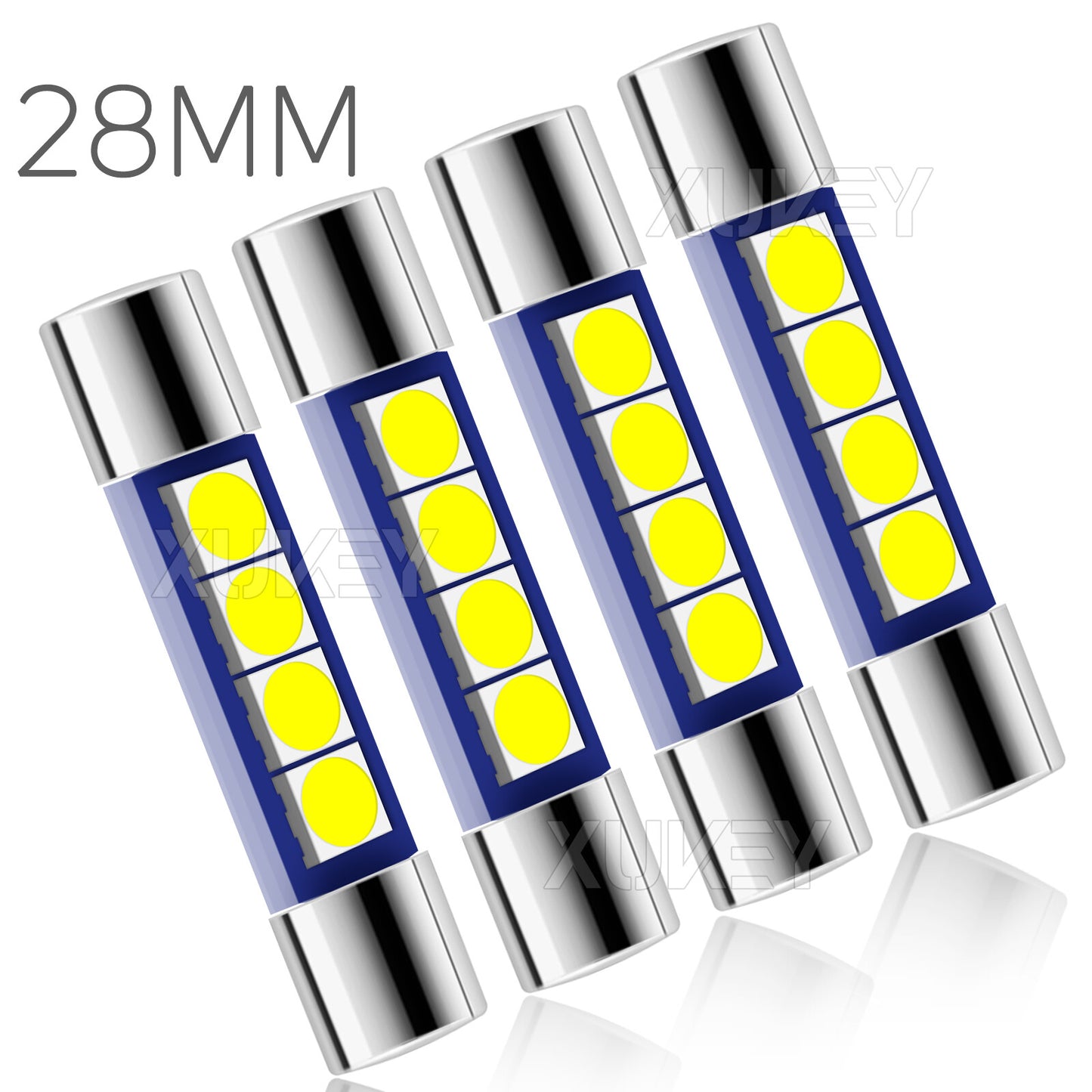 4x White 28mm 29 4 -SMD T6 6641F LED Bulbs Sun Visor Vanity Mirror Fuse Lights