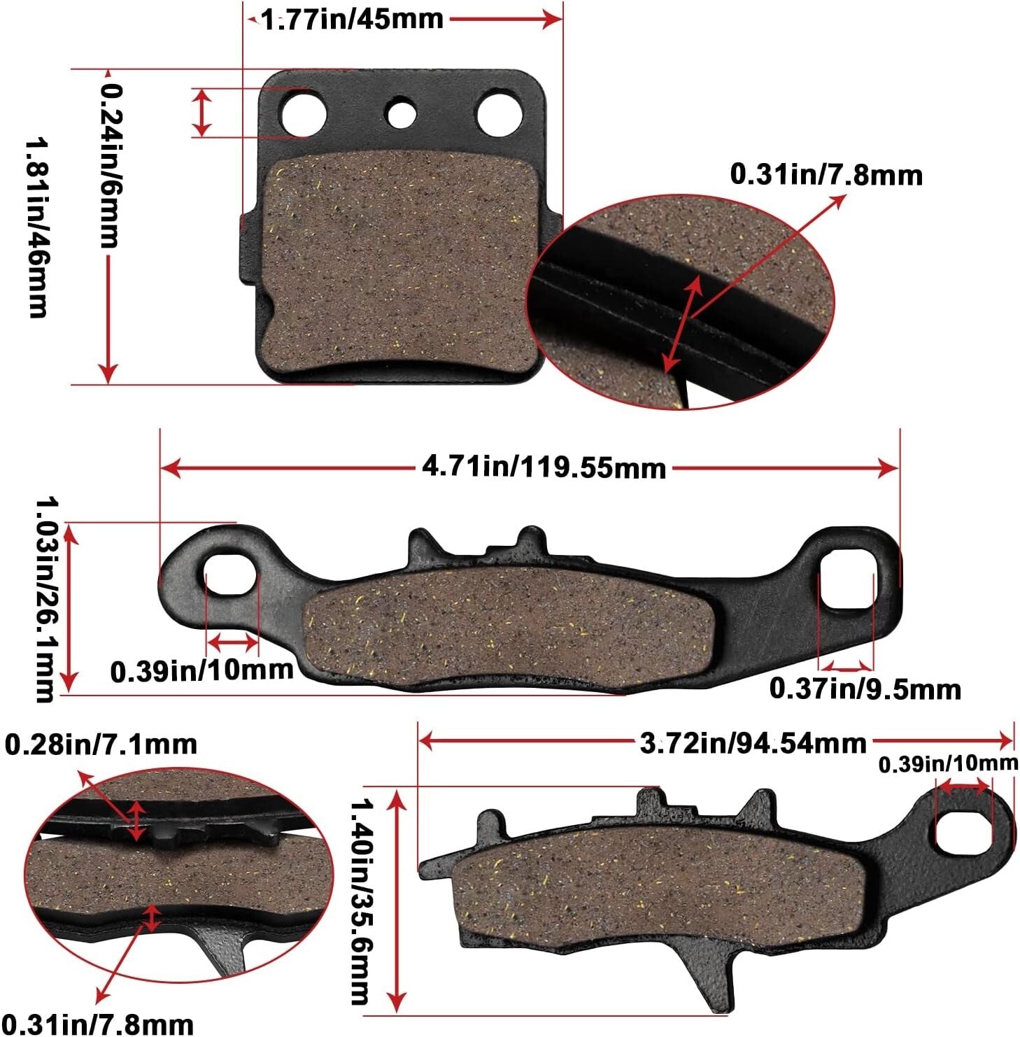 Brake Pads for Kawasaki KFX 450R KFX450R KSF450 2008 2009 2010 2011 2012 2013 14