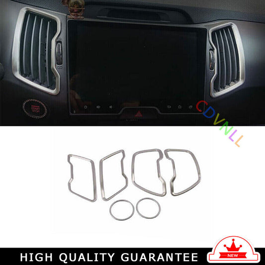 LR Middle Air Outlet Vent Cover Trim for Kia Sportage R 2011-2016 Silver Steel