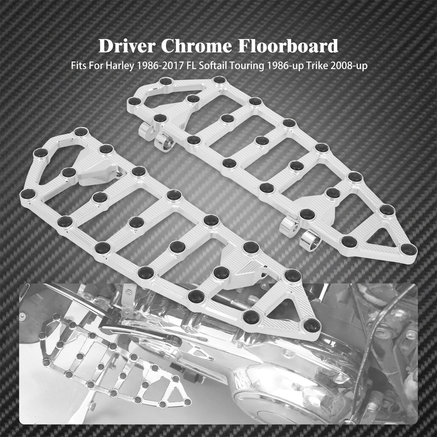 Chrome Front Rider Floorboards Footboard Fit for Harley Softail FL 86-17 Touring