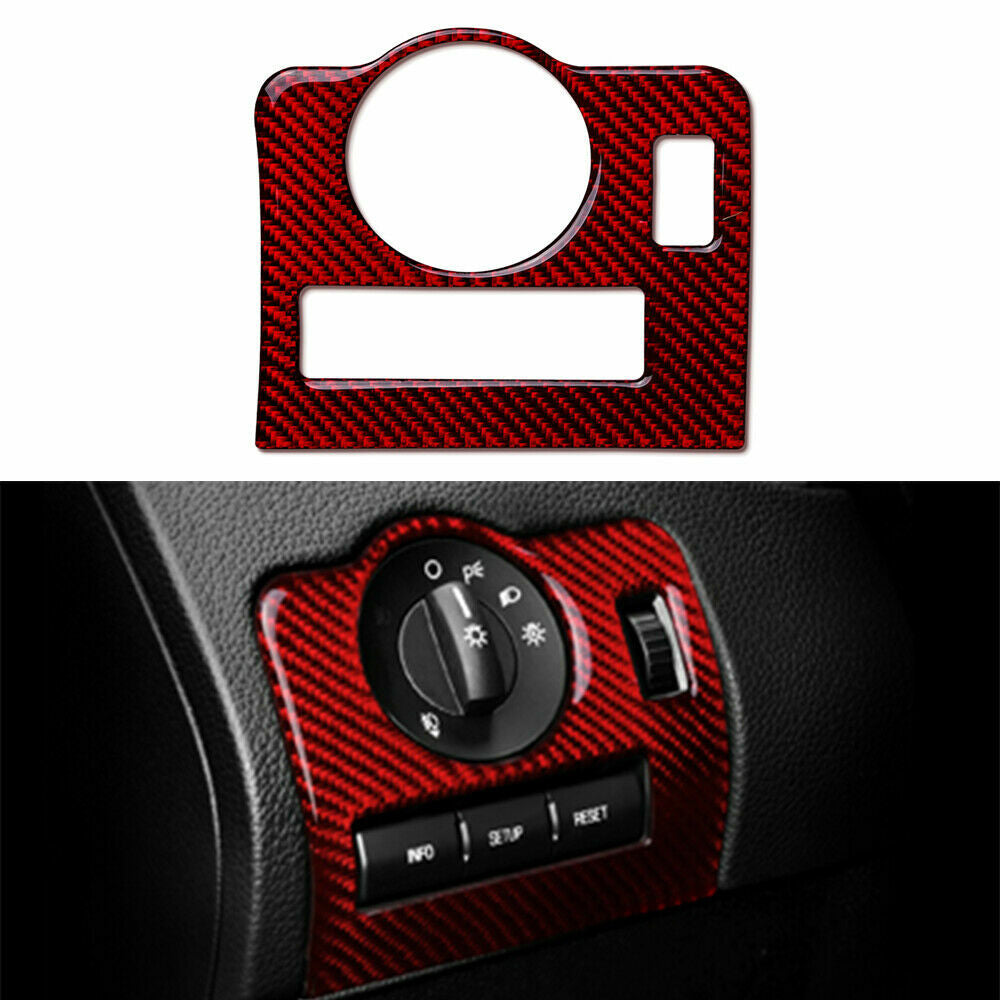 Red carbon fiber headlight switch cover suitable for Ford for Mustang 2009 - 13