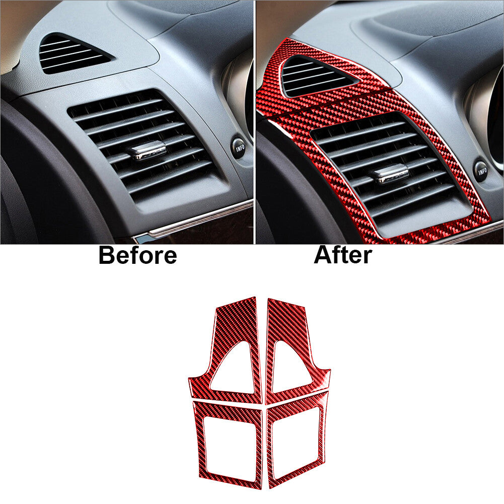 Red Carbon Fiber Interior Side Air Vent Outlet Cover Trim for Mitsubishi Lancer