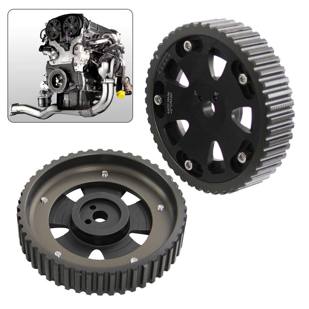 2PCS Adjustable Cam Gear for Mitsubishi Lancer EVO 1-9 Eclipse 4G63 2.0L Black