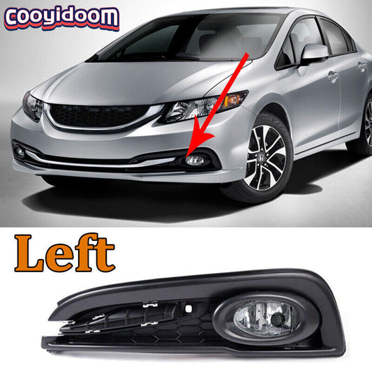 Partially assembled left front fog light frame for 2013-2015 for Honda for Civic sedans.