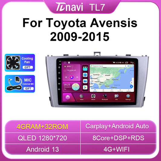 for Toyota Avensis 2009-2015 Android Car Stereo Radio CarPlay GPS Player Screen