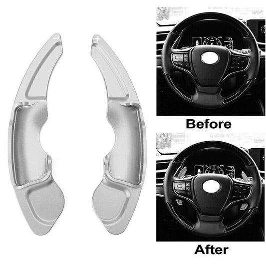2x Fit for Lexus RC NX IS Steering Wheel Shift Paddle Shifter Extension Trim Silver