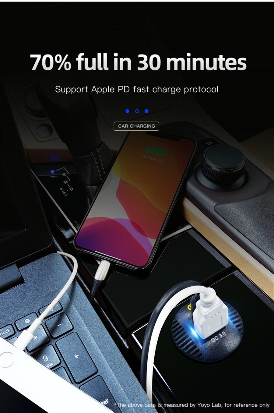 Phone Charger Dual Ports Car Fast Charging PD USB Type C Power Socket Adapter