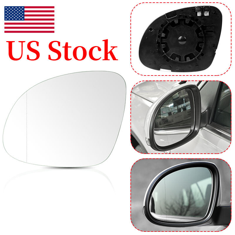 Mirror Glass w/Backing Plate for VW for Tiguan 2009-2017 Driver Left Side Heated