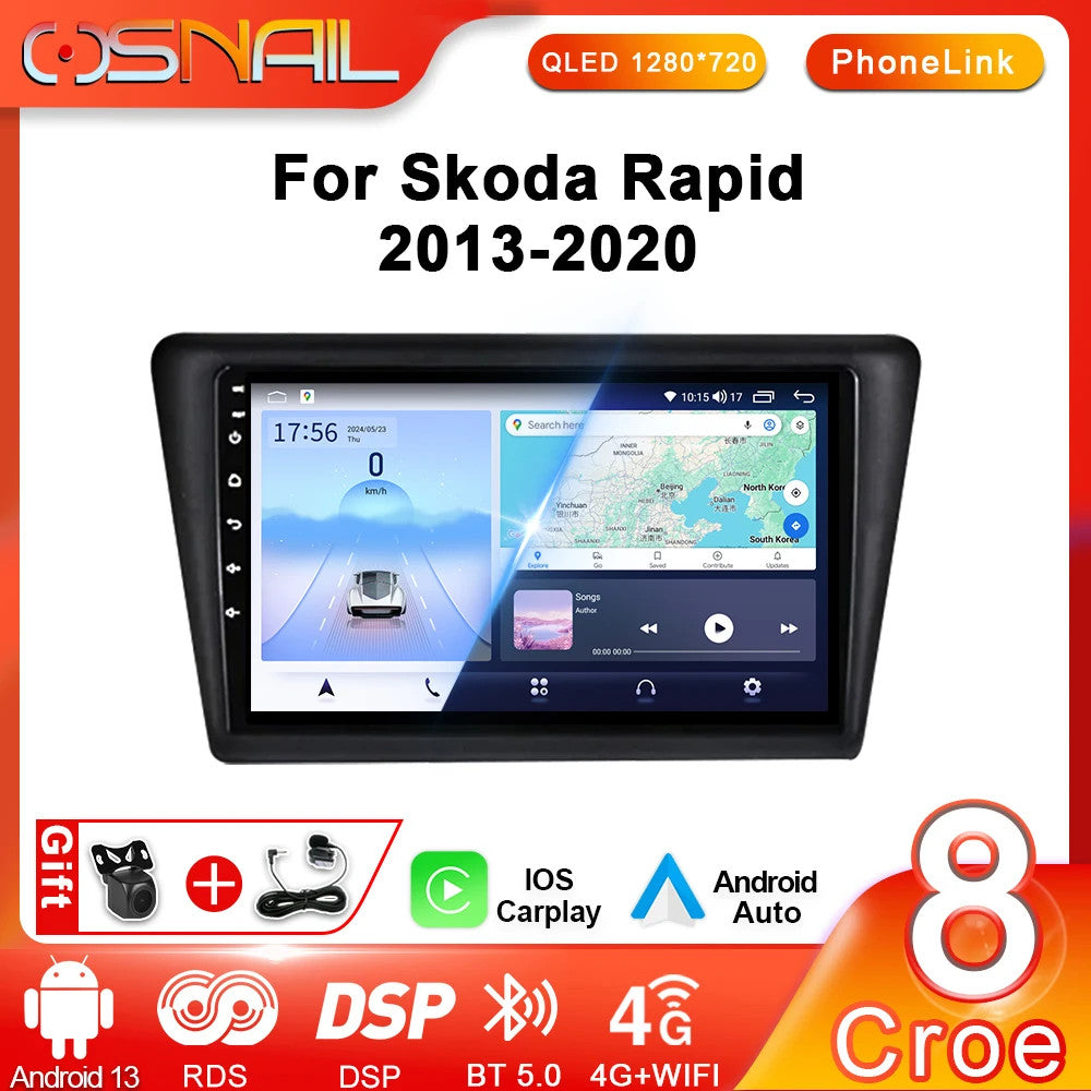for Skoda Rapid 2013-2020 Stereo Car Radio CarPlay GPS Multimedia Player Screen