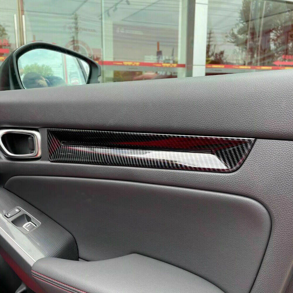 6X for Honda for Civic 2022-2023 Carbon Fiber Texture Interior Door Panel Cover Trim