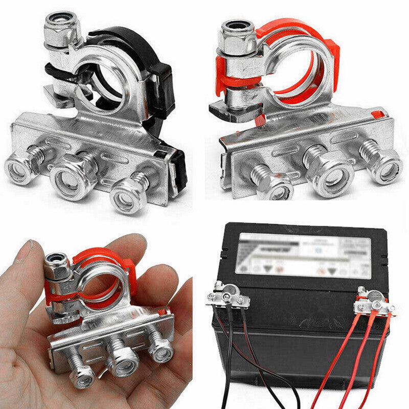 2-Piece Pack of Automotive Battery Terminal Connector Wire and Cable Clamps (Positive and Negative)