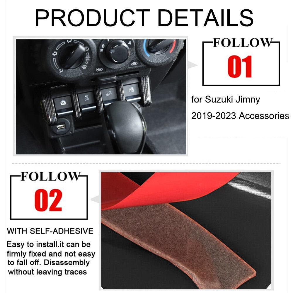 Carbon ABS Window Lift Switch Button Panel Cover Trim for Suzuki for Jimny 2019-2023