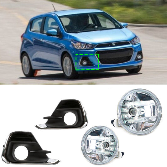 Front Bumper Fog Lamp + Fog Lamp Cover Grille Pair For 2016-2018 for Chevrolet Spark