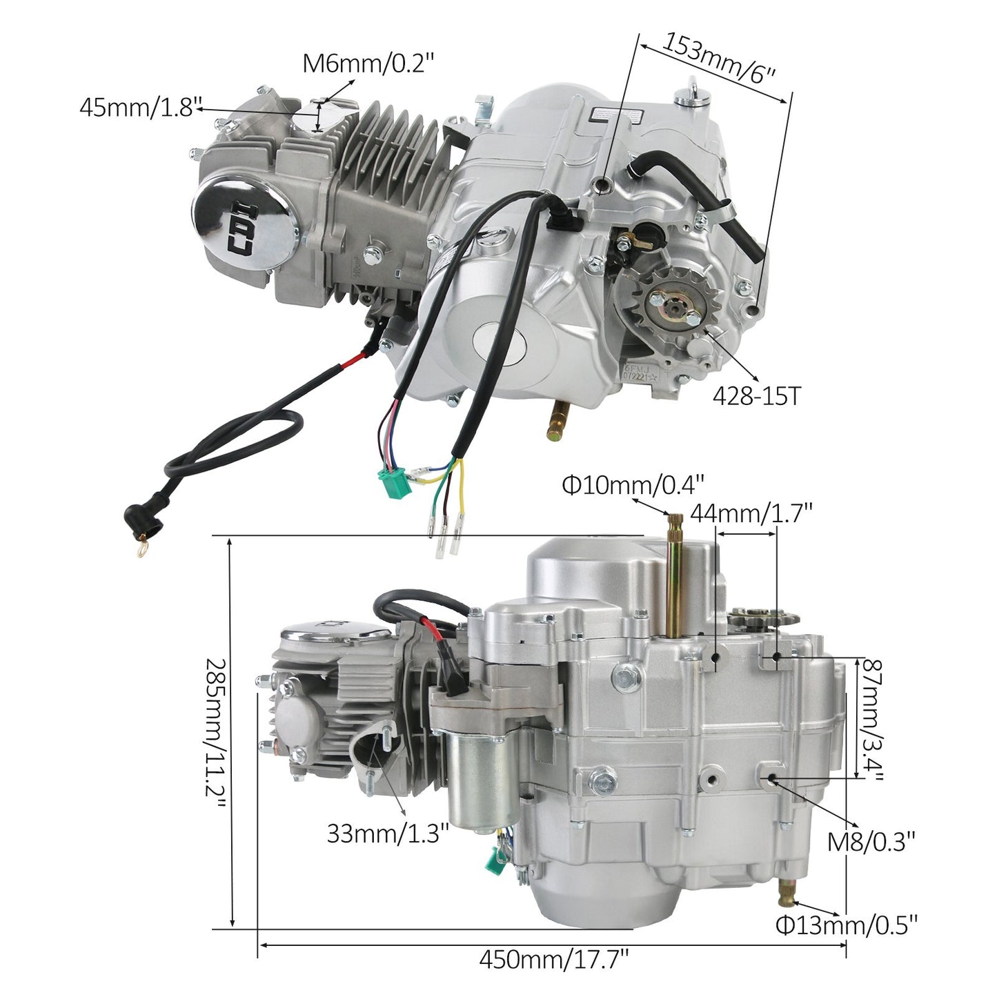 140cc engine motor kit, manual/electric start, off-road bike trail CRF50 Apollo RFZ125